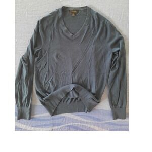 Banana Republic Luxury Blend Silk Cotton Cashmere V-Neck Sweater Men Large Navy